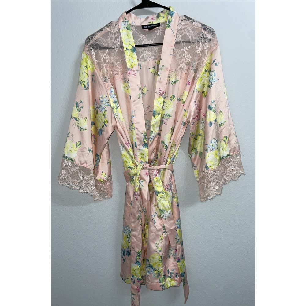 INC Women's Belted Floral Robe, Pink Floral Size M
